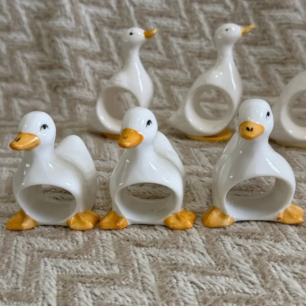 Vintage Bone China Duck Goose Napkin Rings Set of 6 - Picture 6 of 7
